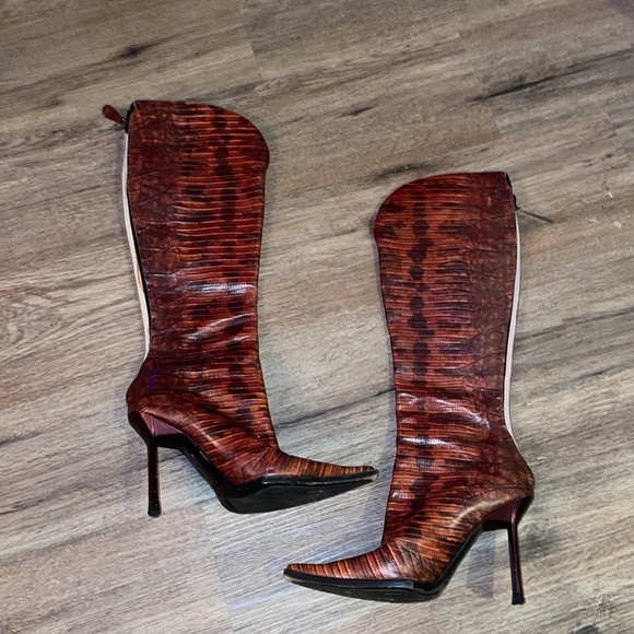 Giuseppe Zanotti burgundy reptile embossed boots size - 36 - Picture 2 of 8